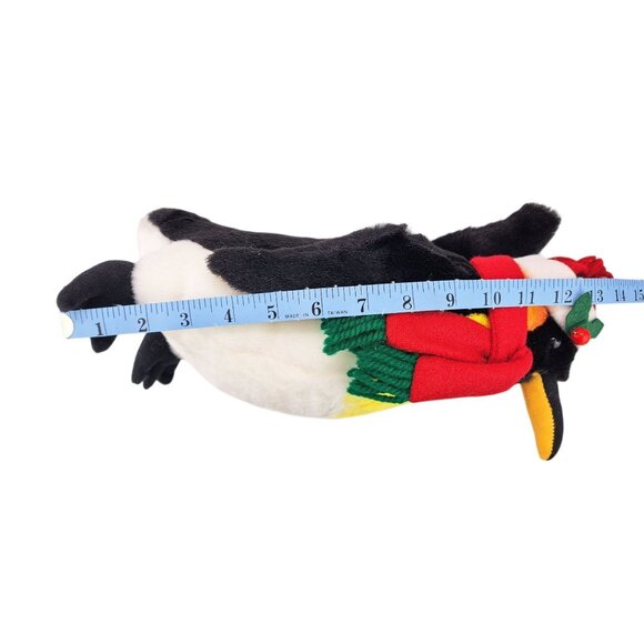 Vintage Christmas Penguin King Plush Toy Scarf Santa Hat Holly 14" Sterling Inc. - Picture 9 of 9